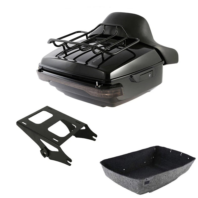 King Trunk Luggage Backrest Mount Rack Tail Light Fit For Harley Touring 14-2026