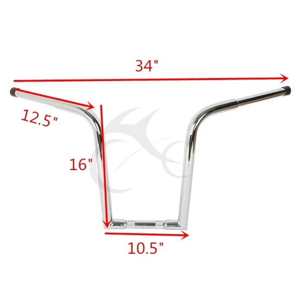 Chrome 16" Rise Ape Hanger Bar Fat 1-1/4" Handlebar For Harley Sportster Custom