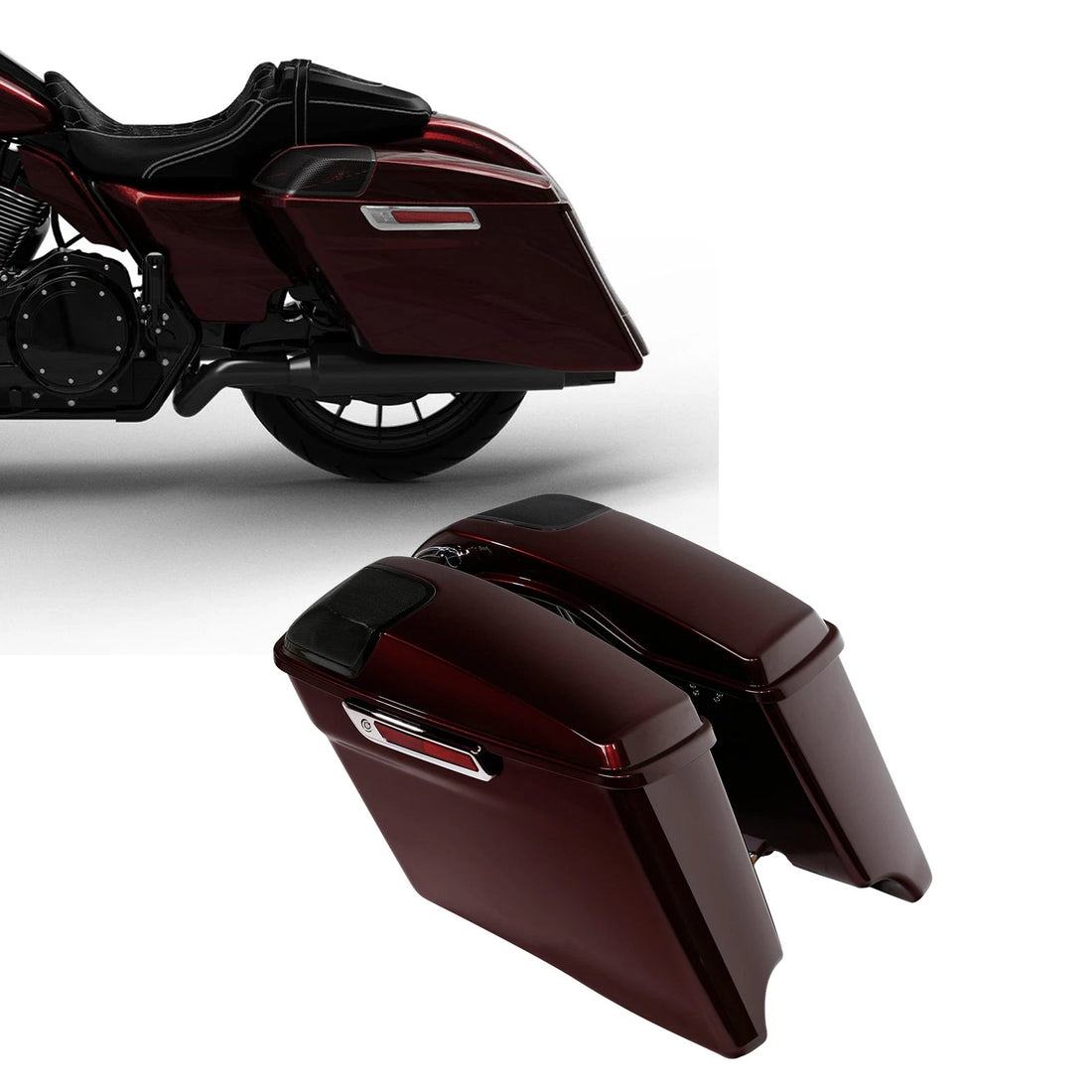 4" Stretched Hard Saddlebags W/ 5X7 Speaker Lids Fit For Harley Touring 14-23