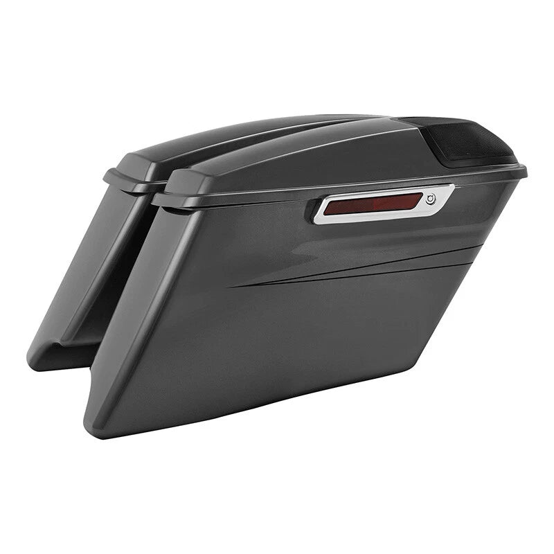 4" Hard Saddlebags Fit For Harley Touring Street Glide 2014-2024 Charcoal Pearl