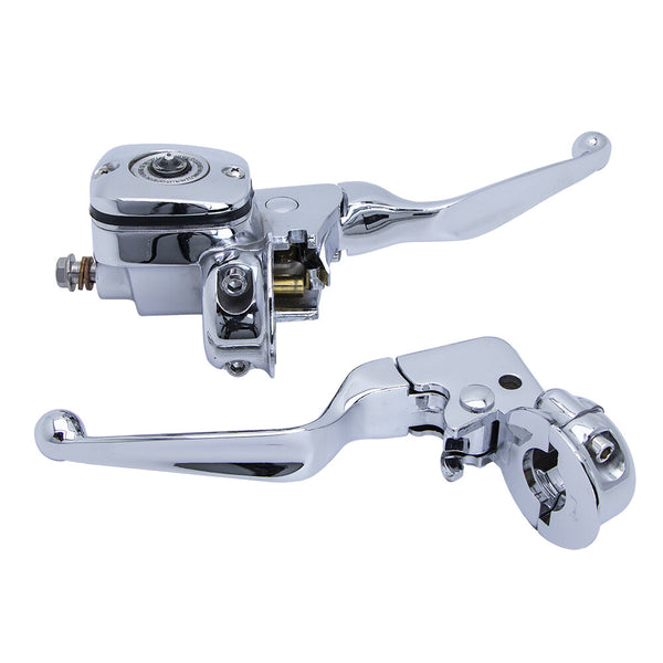 Chrome Brake Clutch Lever Pump Master Cylinder For Harley Softail Deluxe Fat Boy