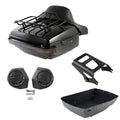 King Trunk Backrest Mount Rack LED Light Speakers Fit For Harley Touring 09-2013