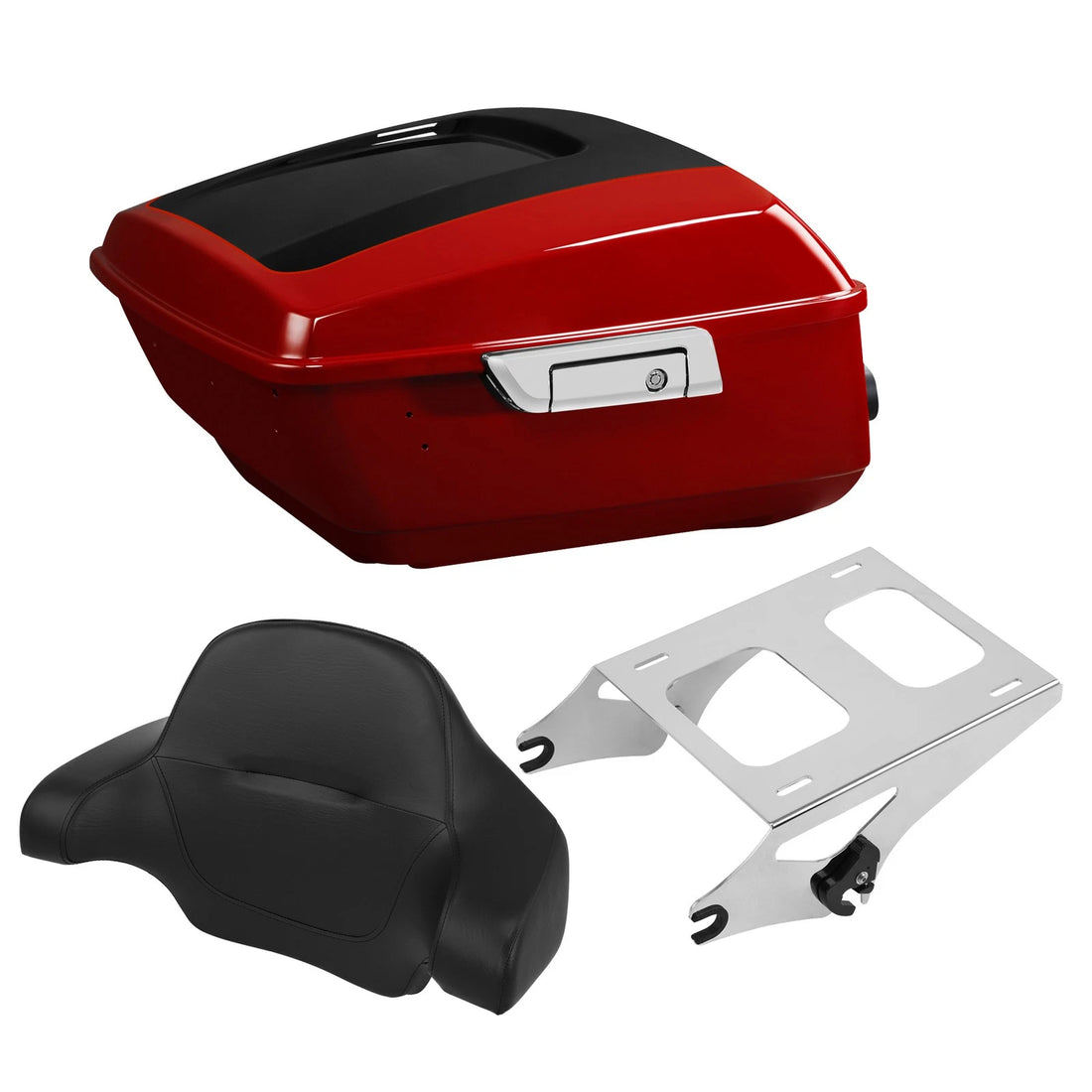 King Trunk Fit For Harley Touring 14+ Billiard Red/Vivid Black W/Pad Mount Rack