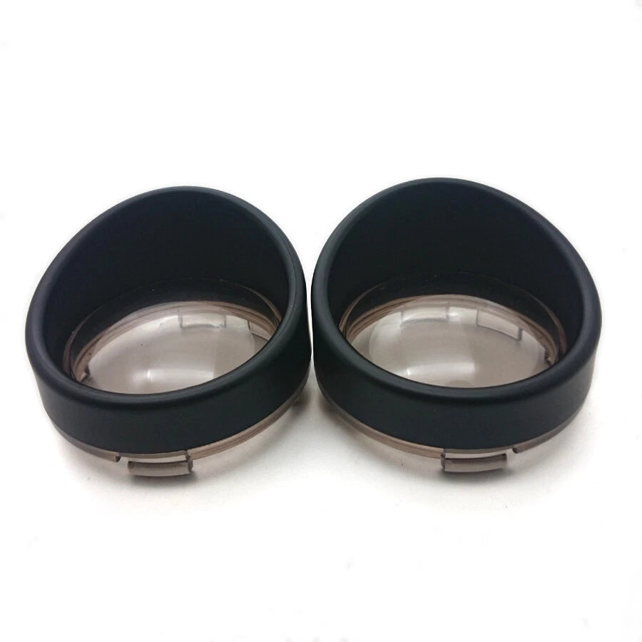 Black Visor-Style Turn Signal Bezels With Smoke Lens For Harley Sportster