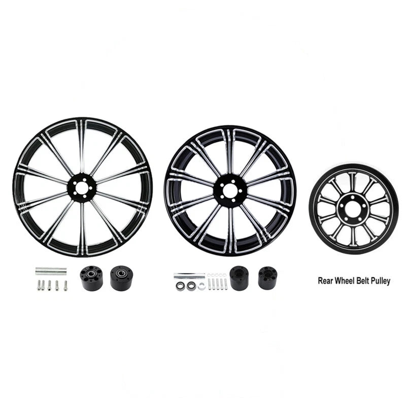 26" Front 18" Rear Wheel Rim Hub Belt Pulley Sprocket Fit For Harley Road Glide