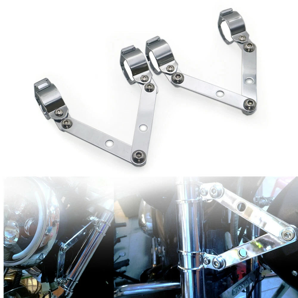 28-41mm Chrome Adjustable Headlight Indicator Mounting Fork Bracket For Honda