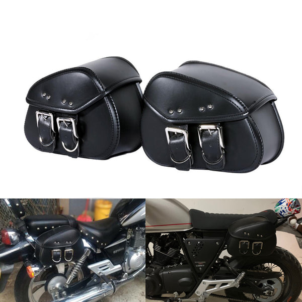 Mini Black PU Leather Luggage Bag Saddlebag Saddle Bag Pouch For Harley Honda