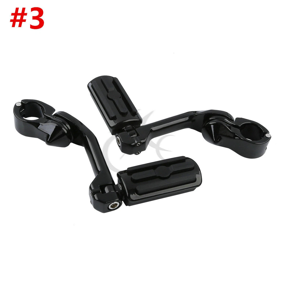 Black 1.25" Long Angled Highway Engine Guards Foot Pegs Fit For Harley Davidson