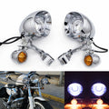 Motorcycle Chrome LED Passing Driving Spot Fog Lamp Turn Signal Light For Harley