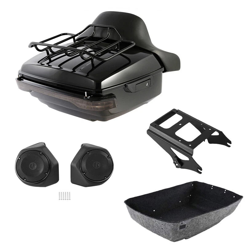 King Trunk Backrest Mount Rack Light Speakers Fit For Harley Electra Glide 09-13