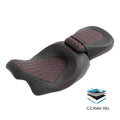 Black+Red Rider & Passenger Gel Seats Fit For Harley Touring Road Glide 2009-23