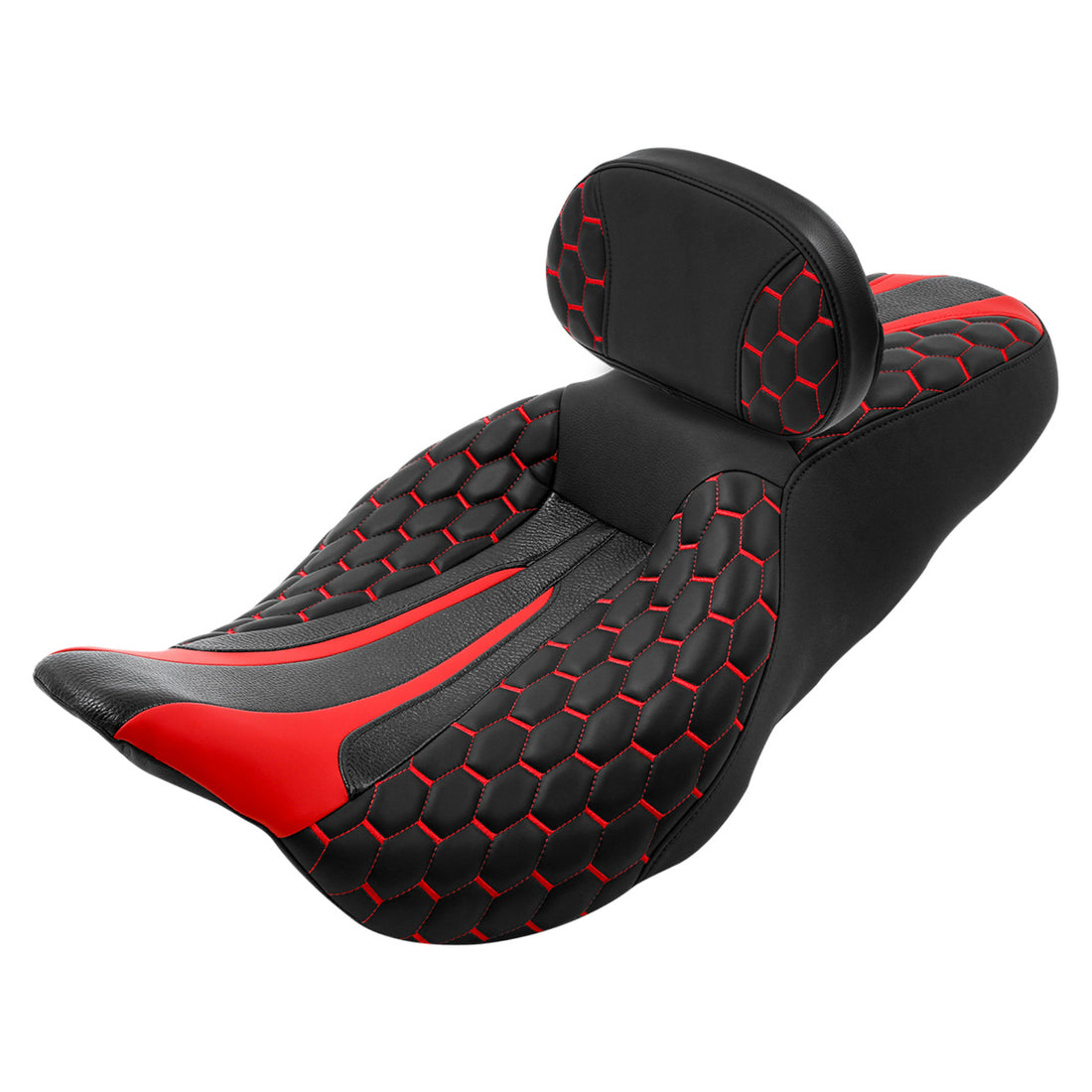 Black Red Driver Passenger Seat & Backrest Pad Fit For Harley Street Glide 09-23