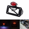 Black Side Mount LED Tail Light License Plate Bracket For Harley Bobber Custom