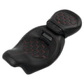 Black Driver Passenger Seat Red Stitching Fit For Harley Touring Road King 09-23