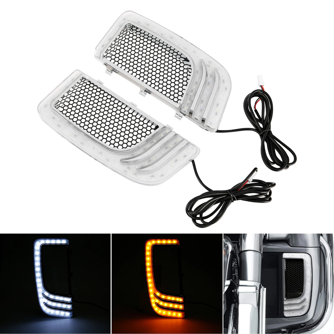 Fairing Lower Grills LED Turn Signal Light Fit For Harley Touring Flhr 2014-2024
