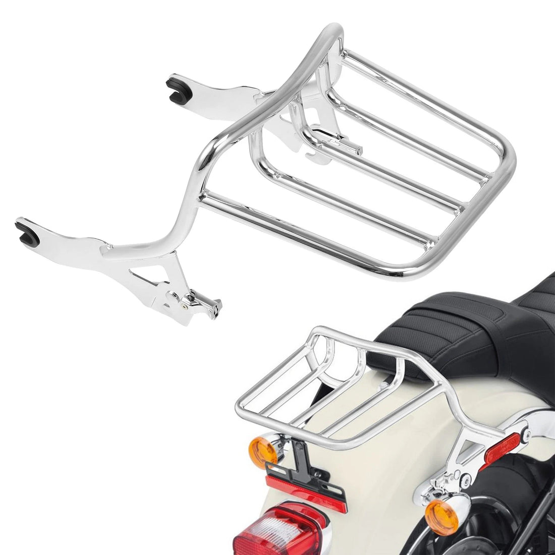 Chrome Two-Up Luggage Rack Fit For Harley Softail Slim Heritage Classic 18-25