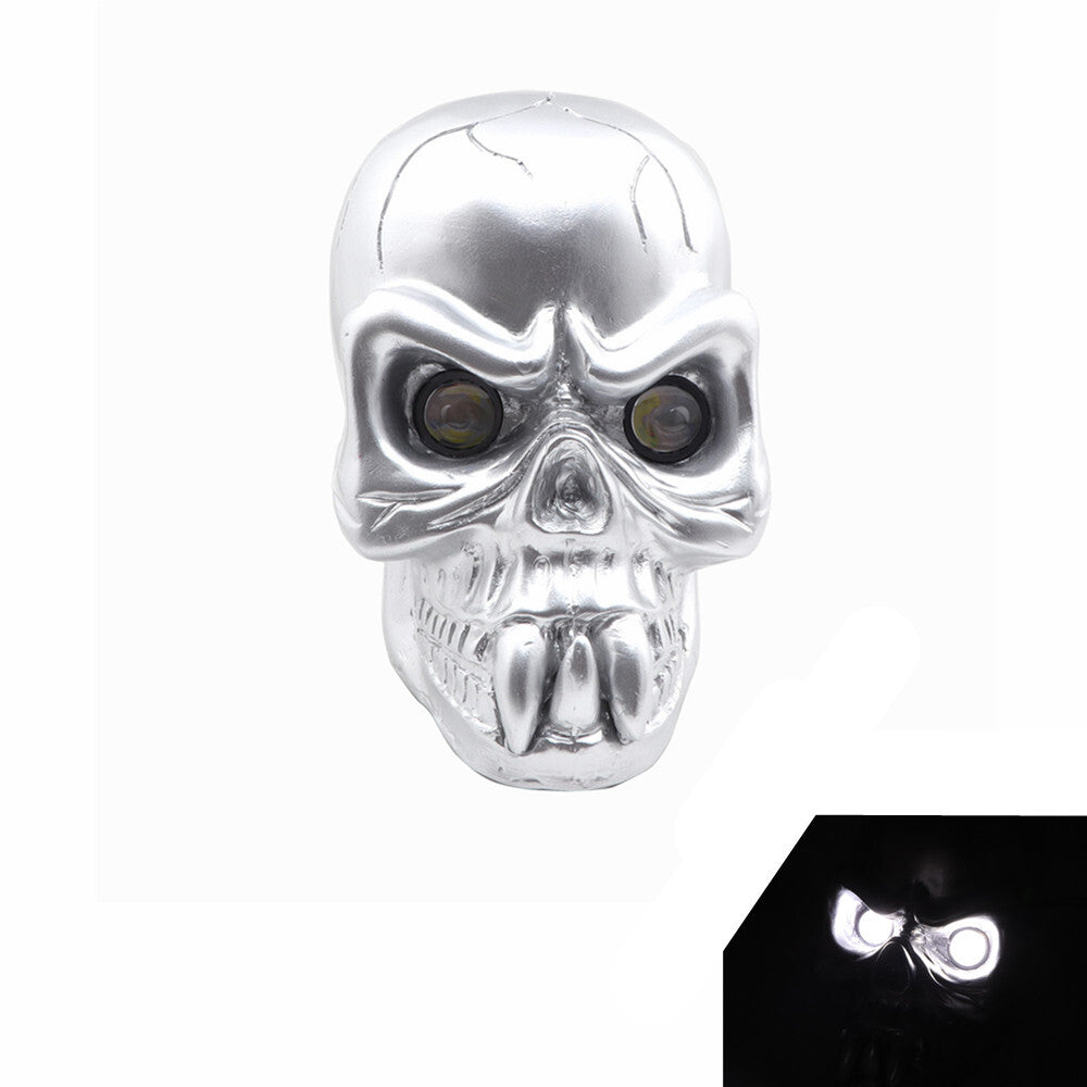 Motorcycle Silver Hi/Lo Beam LED Skull Headlight Head Lamp For Harley Yamaha