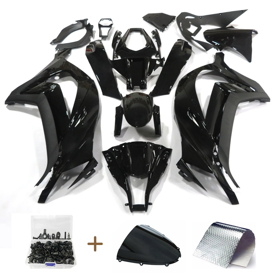 For Kawasaki Ninja ZX10R 2011-2015 ZX1000 ABS Glossy Black Fairing Kit +Bolts