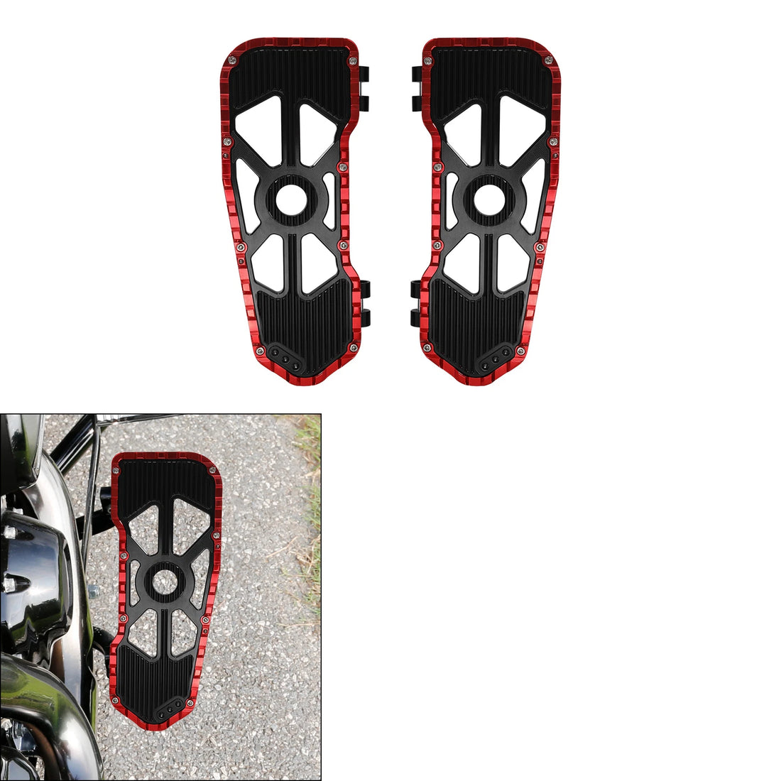 Driver Floorboards Footboards Fit For Harley Touring Road Glide 09-25 Black Red