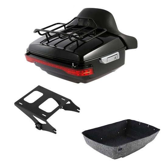 King Trunk Backrest LED Tail Light Mount Rack Fit For Harley Street Glide 14-26