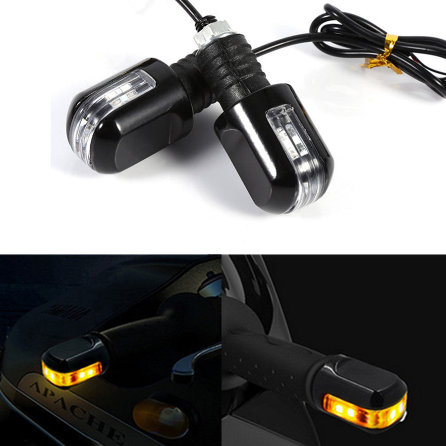 Motorcycle Handlebar Turn Signal Grip Bar End LED Plug Strobe Side Marker Light