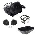 King Trunk Backrest Pad Rack Speakers Mount Fit For Harley Touring Glide 97-2008