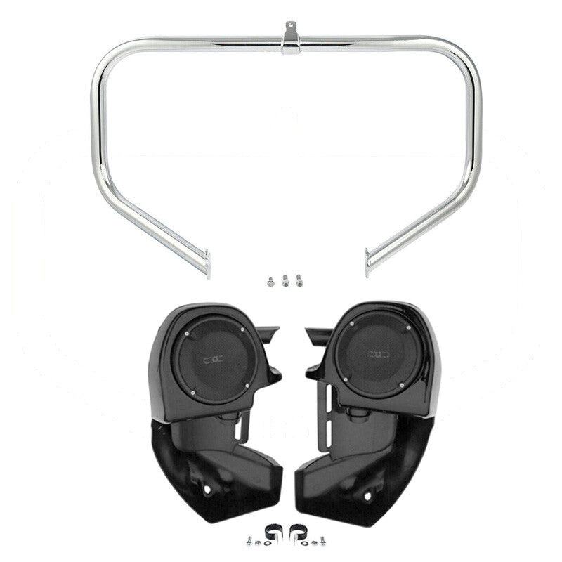 Lower Vented Fairing Speakers & Engine Guard Fit For Harley Road Glide 2009-2013