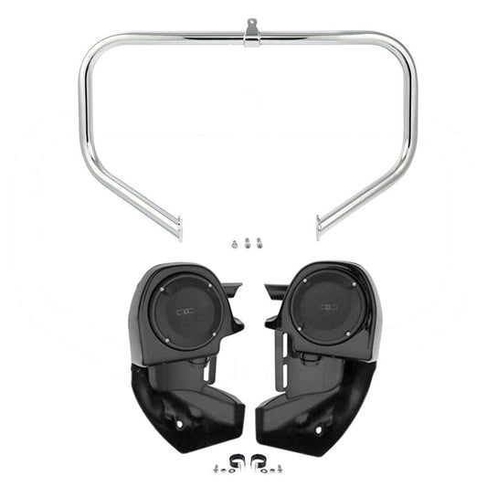 Lower Vented Fairing Speakers & Engine Guard Fit For Harley Road Glide 2009-2013