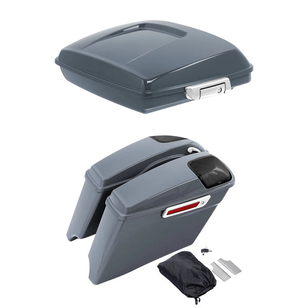 4" Extended Saddlebag Razor Trunk Fit For Harley Touring 14-24 Gunship Gray