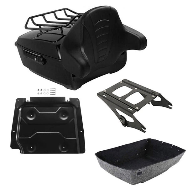 Black King Trunk Pad Backrest Rack Mount Plate Fit For Harley Touring 2014-26 25