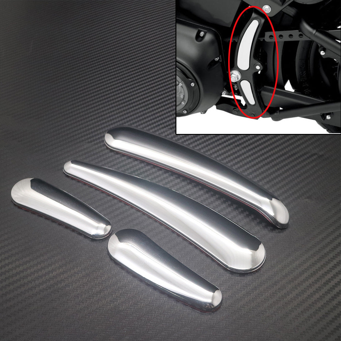 Chrome Curved Swingarm Frame Cover Insert For Harley Softail Models 2008-2016