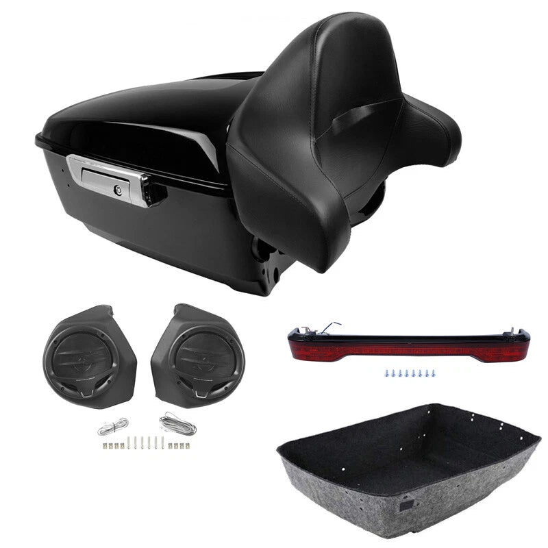 King Trunk Backrest Pad Speakers Light Fit For Harley Electra Road Glide 2014-26