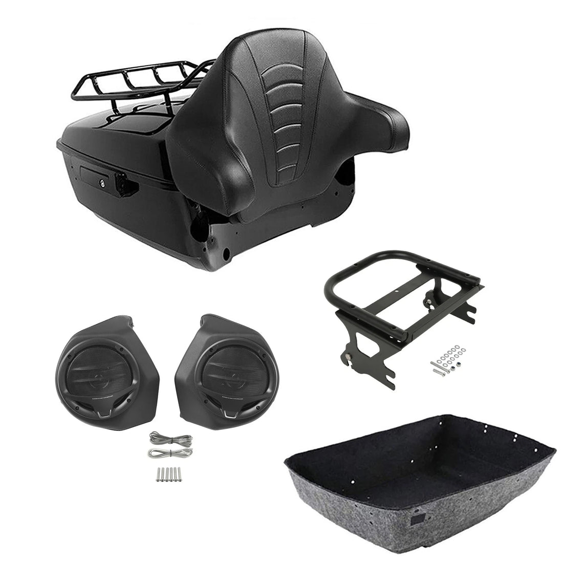 King Trunk Backrest Rack Speaker Mount Fit For Harley Touring Street Glide 97-08