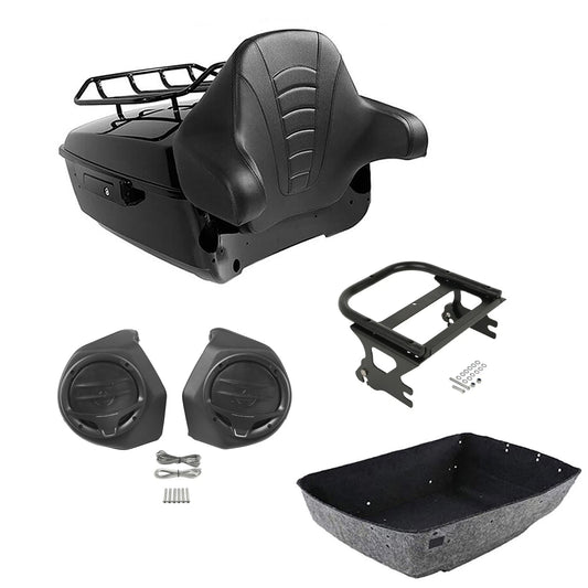 King Trunk Backrest Rack Speaker Mount Fit For Harley Touring Street Glide 97-08