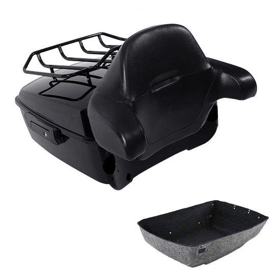 King Trunk Backrest Rack Black Latch Fit For Harley Touring Electra Glide 14-26