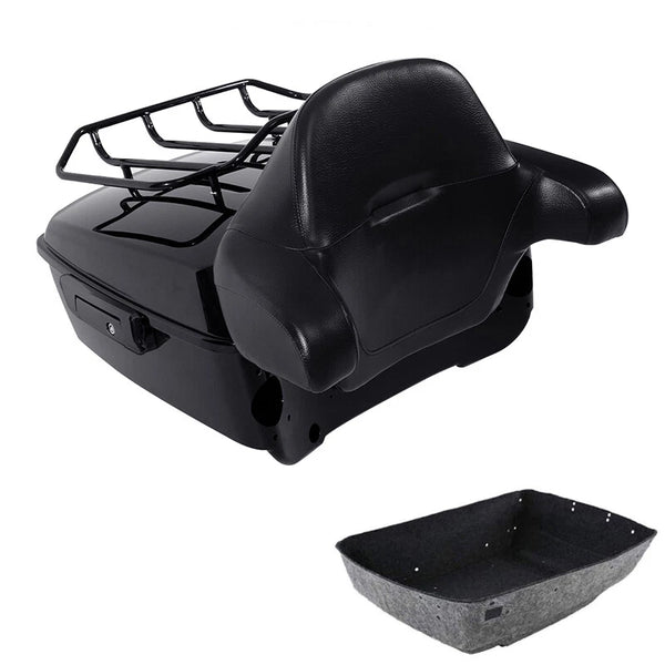 King Trunk Backrest Rack Black Latch Fit For Harley Touring Electra Glide 14-26