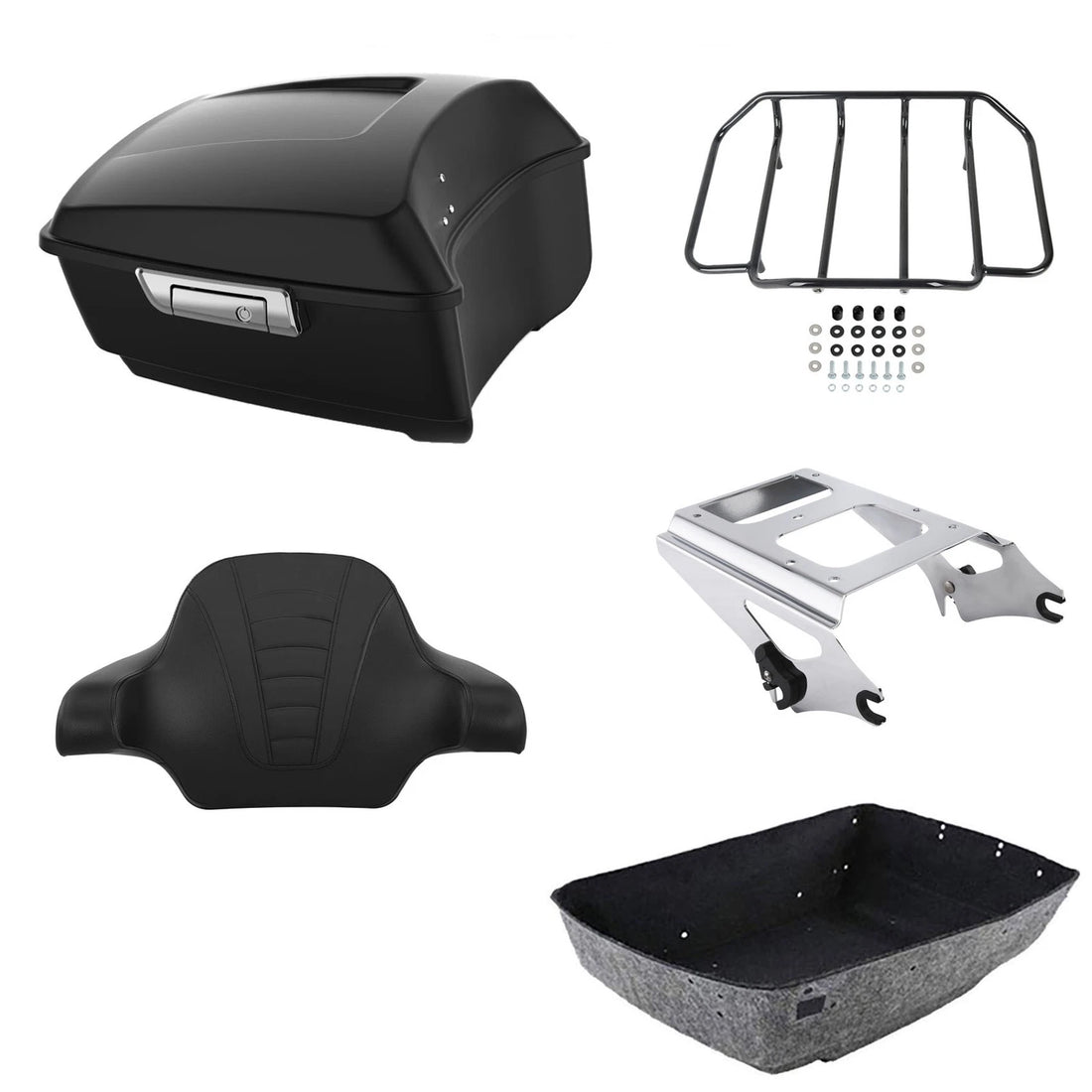 Matte Black King Trunk Backrest Rack Mount Fit For Harley Road Glide 2009-2013