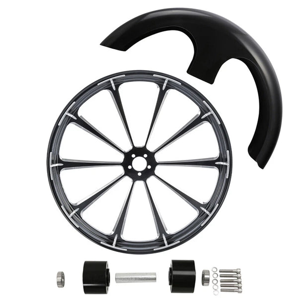 30" Front Wheel Rim Hub Dual Disc Fender Fit For Harley Road King Glide 2008-24