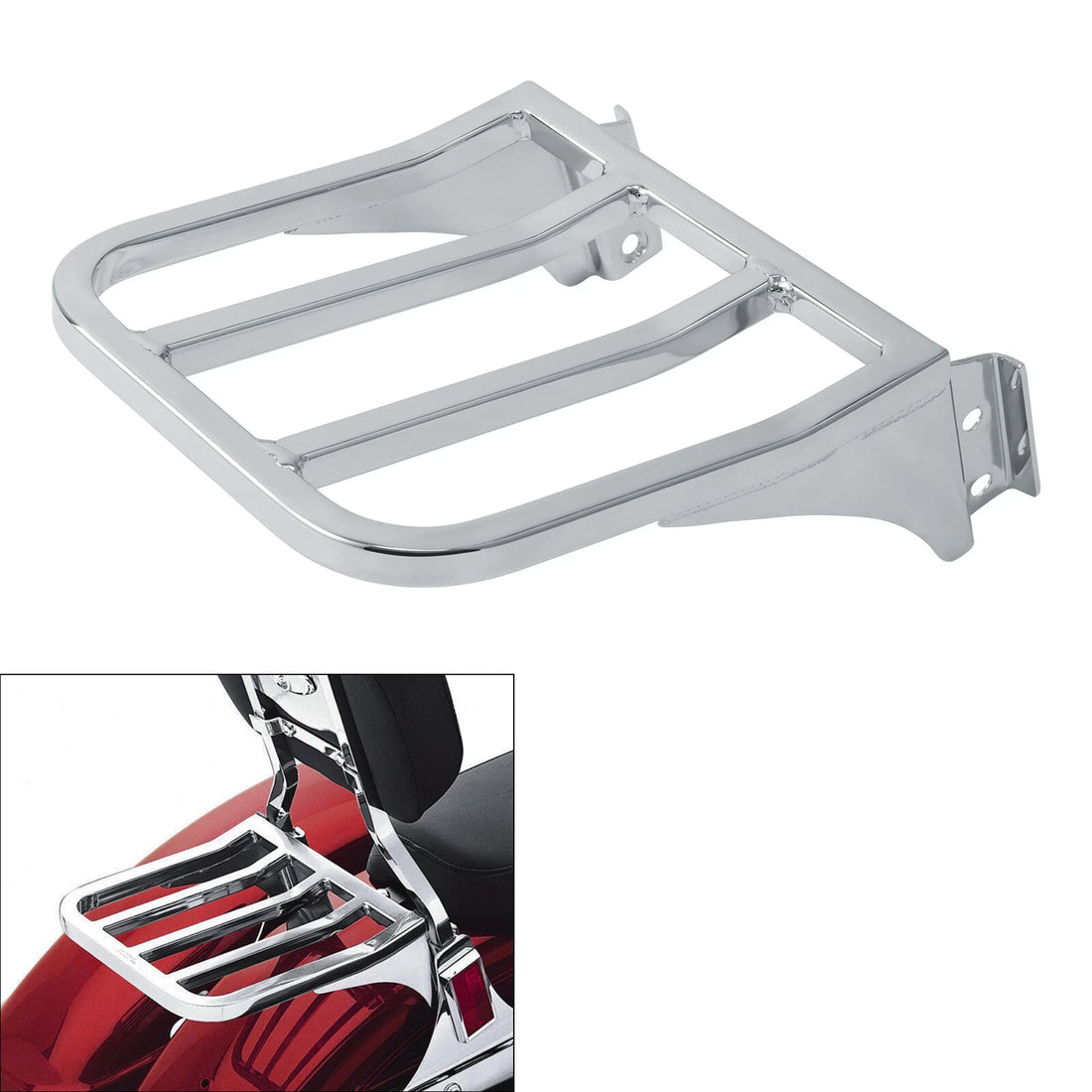 Sport Chrome Sissy Bar Backrest Luggage Rack Fit For Harley Softail Dyna XL Flst