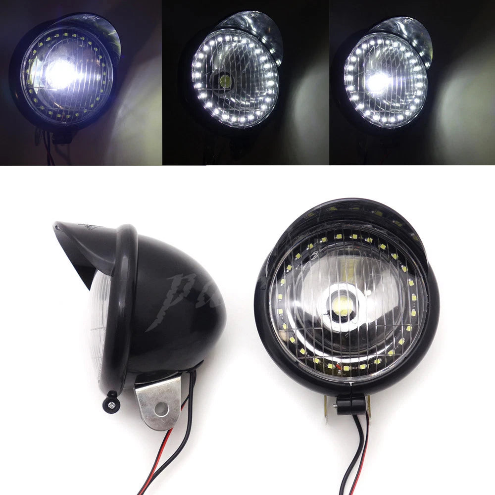 1X Black LED Passing Spot Fog Light Angel Eye For Honda Suzuki Kawasaki Yamaha