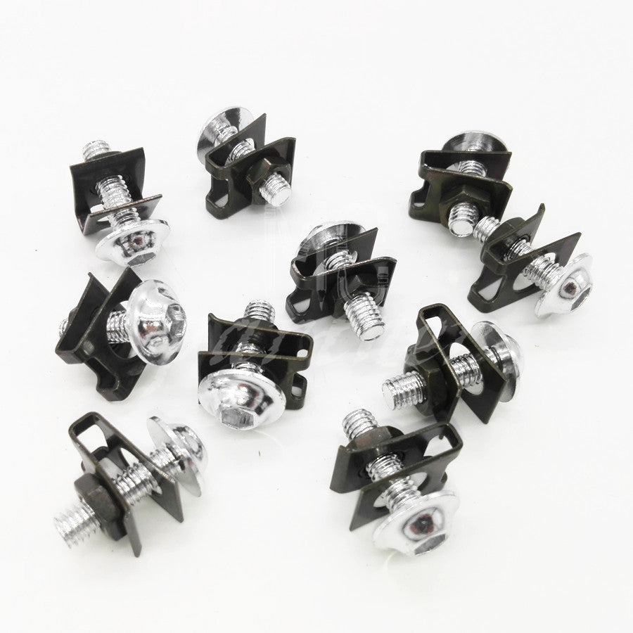 10 x Silver M6 6mm Aluminum Fairing Bolts Kit Body Fastener Clip Screw Sportbike