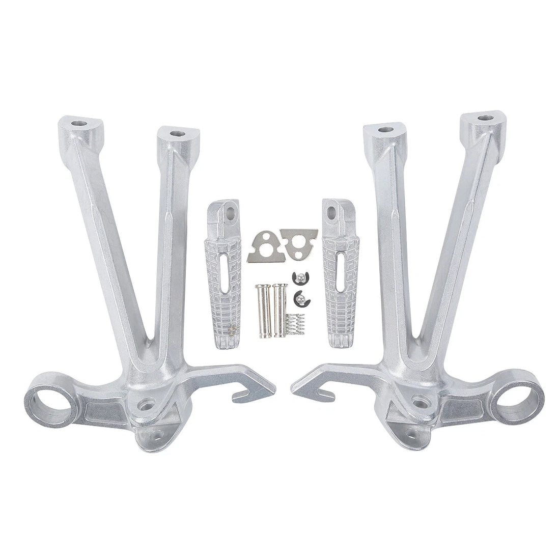 Silver Passenger Footrest Footpegs Bracket Set Fit For Suzuki GSXR1000 2007 2008