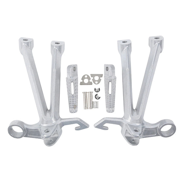 Silver Passenger Footrest Footpegs Bracket Set Fit For Suzuki GSXR1000 2007 2008