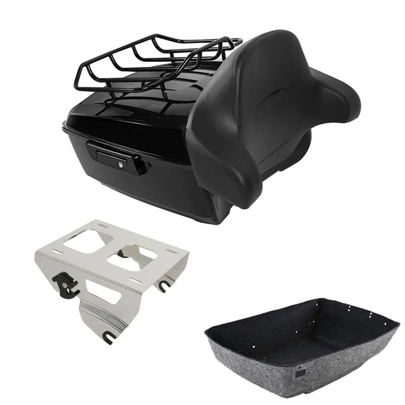 Black King Trunk Pad Top Rail Solo Mount Rack Fit For Harley Road King 2014-2026