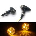 Black Metal LED Mini Bullet Smoke Spherical Lens Turn Signal Indicators Light