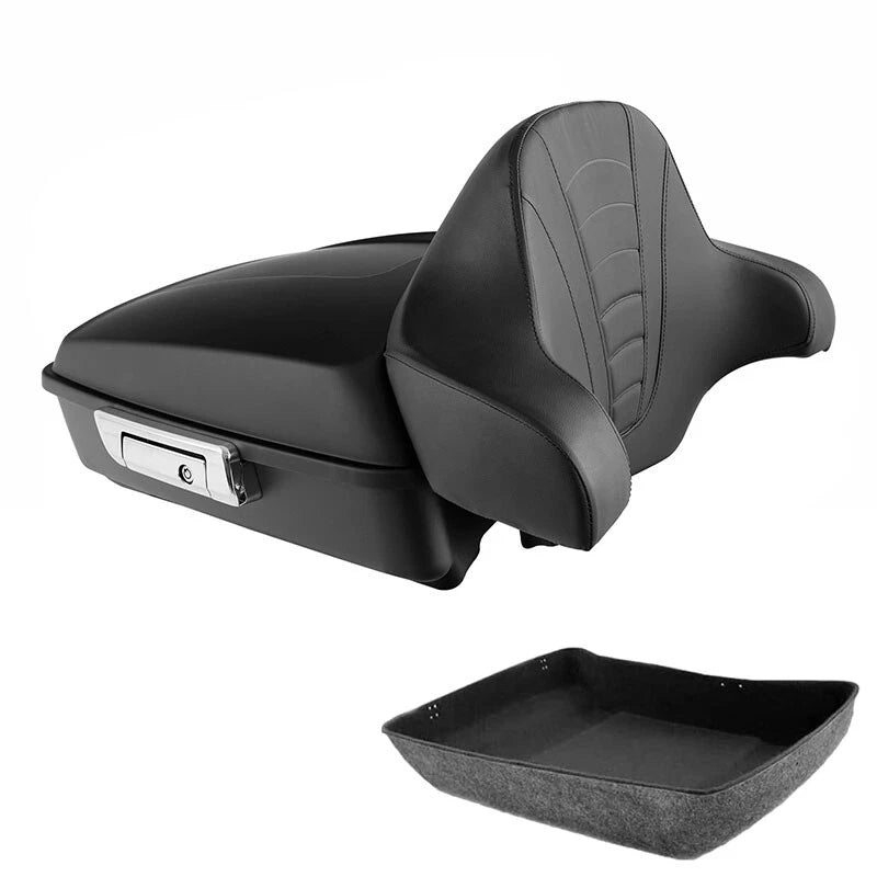 Matte Black Chopped Trunk Backrest Pad Fit For Harley Touring Road King 2014-26