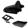 Chopped Trunk Backrest LED Tail Light Mount Rack Fit For Harley Road Glide 14-Up