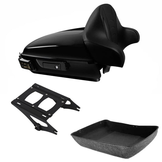 Chopped Trunk Backrest LED Tail Light Mount Rack Fit For Harley Road Glide 14-Up