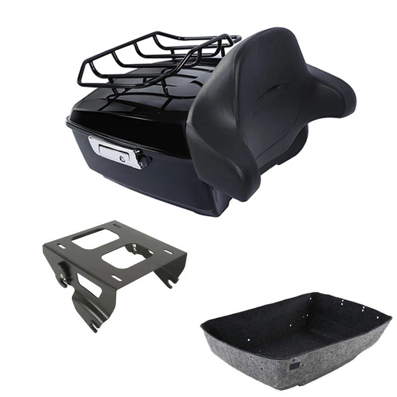 King Trunk Backrest Top Rack Solo Mount Fit For Harley Cvo Street Glide 2014-26