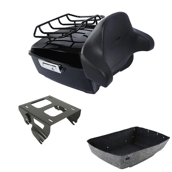 King Trunk Backrest Top Rack Solo Mount Fit For Harley Cvo Street Glide 2014-26